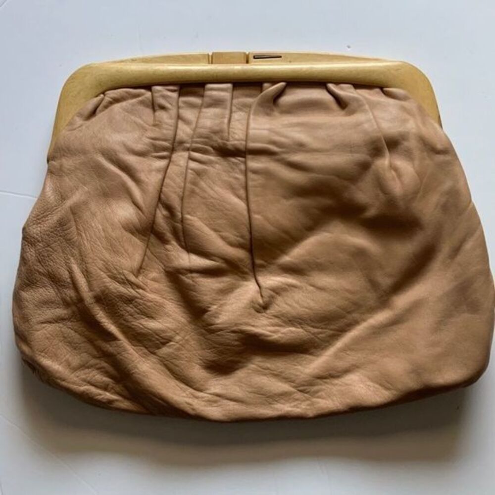 Faux Leather Clutch with wooden closure